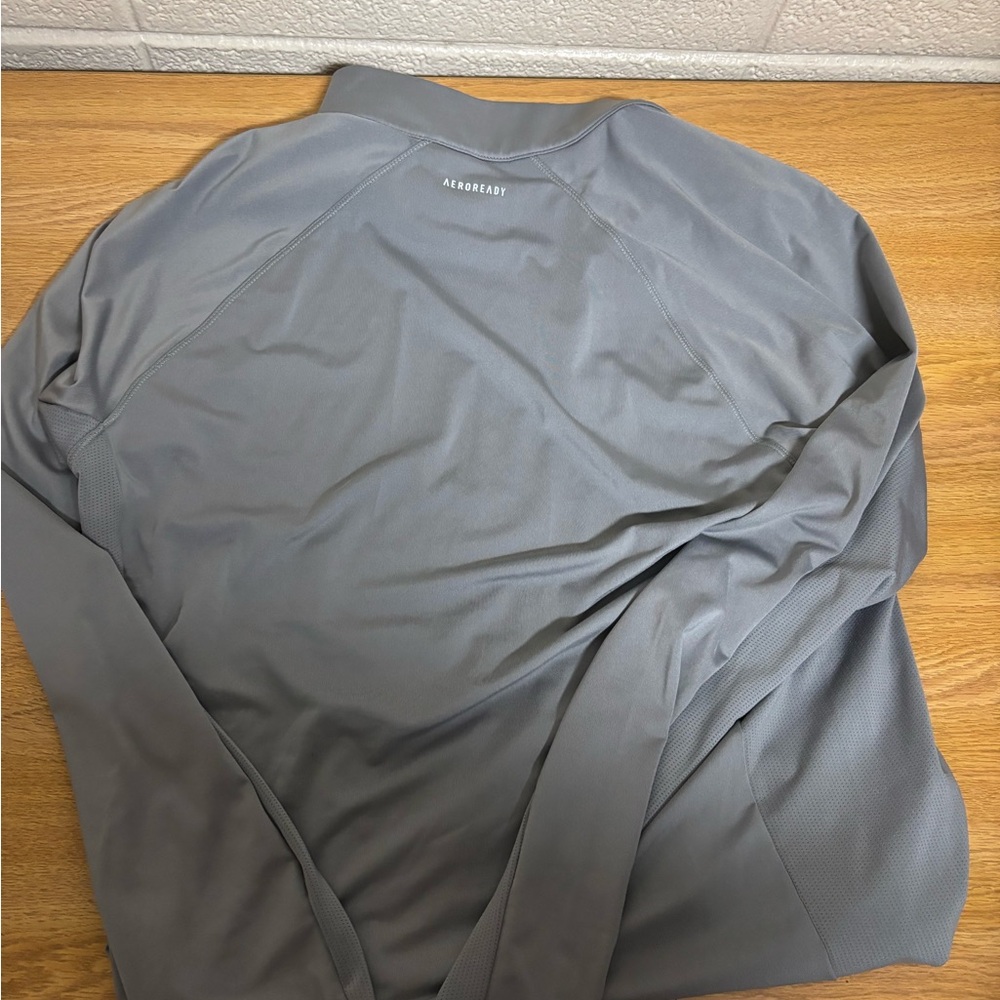 adidas Men’s Light Grey Quarter-Zip Training Top - Picture 2 of 5